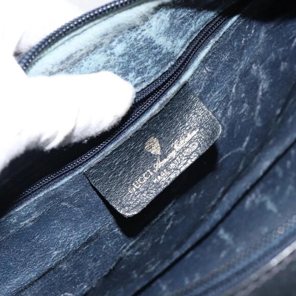 GUCCI GG Supreme Sherry Line Boston Bag PVC Navy Gold Red 40 3842 Auth BA5638 - Picture 10 of 16